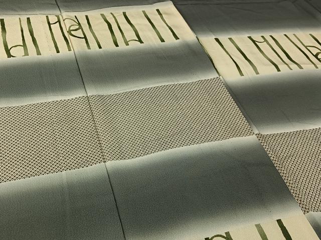 平和屋着物▽男性　訪問着　単衣　横段文　暈し染め　キングサイズ　正絹　逸品　AABI4680jh