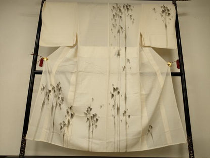 平和屋着物＊夏物　男性　訪問着　手描き　竹文　金彩　正絹　逸品　AABI4687jd