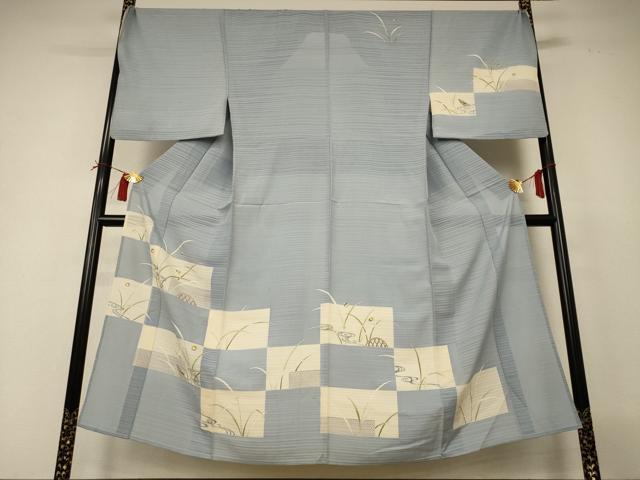 平和屋着物＊夏物 男性 訪問着 絽 友禅 蛍 銀彩 キングサイズ 正絹 逸品 AABI4689jd