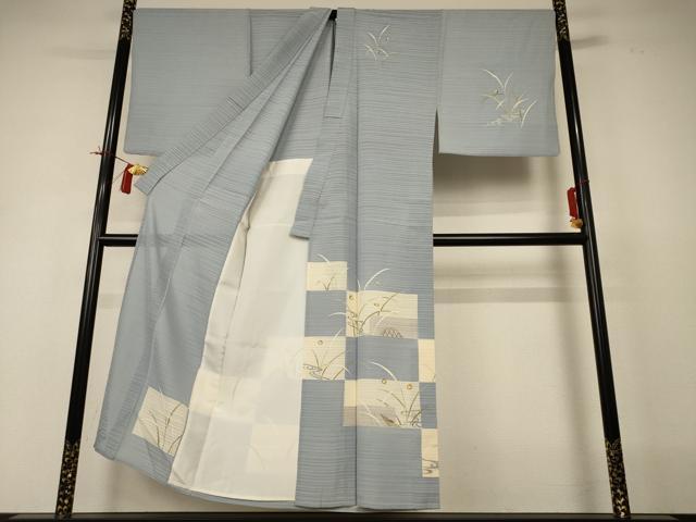 平和屋着物＊夏物 男性 訪問着 絽 友禅 蛍 銀彩 キングサイズ 正絹 逸品 AABI4689jd