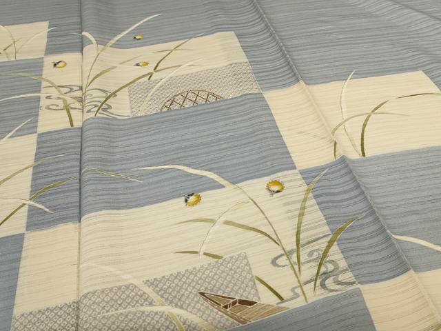 平和屋着物＊夏物 男性 訪問着 絽 友禅 蛍 銀彩 キングサイズ 正絹 逸品 AABI4689jd