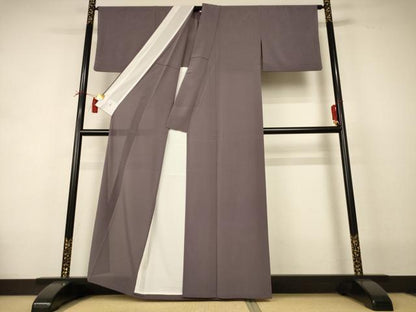平和屋着物＊夏物 洗える最高級着物 ＜英＞はなぶさ謹製 色無地 絽縮緬 鳩羽鼠色 洗える着物 AABI4693jd