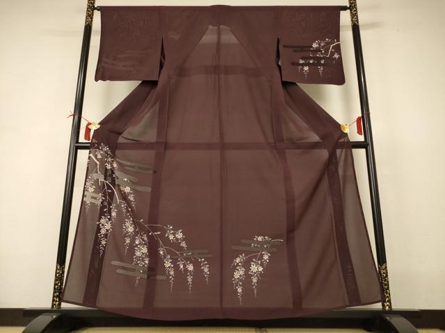 平和屋着物＊夏物 訪問着 絽 手描き 霞花文 正絹 逸品 AABI4696jd