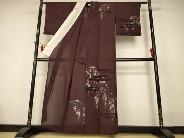 平和屋着物＊夏物 訪問着 絽 手描き 霞花文 正絹 逸品 AABI4696jd
