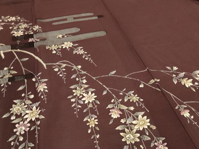 平和屋着物＊夏物 訪問着 絽 手描き 霞花文 正絹 逸品 AABI4696jd