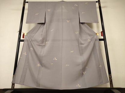 平和屋着物＊夏物 小紋 絽 友禅 草花文 金彩 正絹 逸品 AABI4702jd