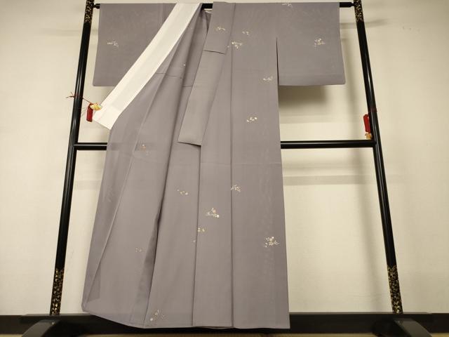 平和屋着物＊夏物 小紋 絽 友禅 草花文 金彩 正絹 逸品 AABI4702jd