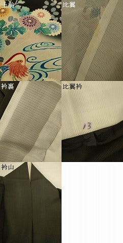 平和屋着物＊夏物 黒留袖 絽 友禅 作家物 流水花鳥文 暈し染め 正絹 逸品 AABI4705jd