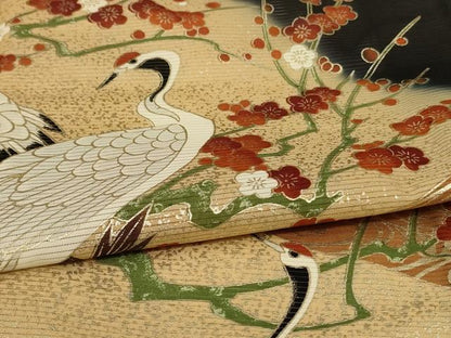 平和屋着物＊夏物 黒留袖 絽 流水花鳥文 金彩 洗える着物 AABI4706jd