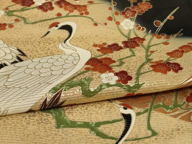 平和屋着物＊夏物 黒留袖 絽 流水花鳥文 金彩 洗える着物 AABI4706jd