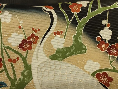 平和屋着物＊夏物 黒留袖 絽 流水花鳥文 金彩 洗える着物 AABI4706jd