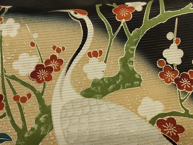 平和屋着物＊夏物 黒留袖 絽 流水花鳥文 金彩 洗える着物 AABI4706jd