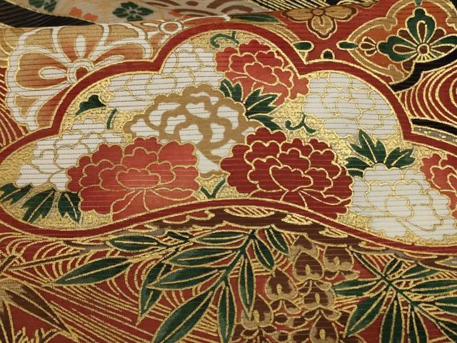 平和屋着物＊夏物 黒留袖 絽 吉祥熨斗花文 金彩 洗える着物 AABI4707jd