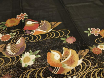 平和屋着物＊夏物 黒留袖 絽 花鳥文 洗える着物 AABI4709jd