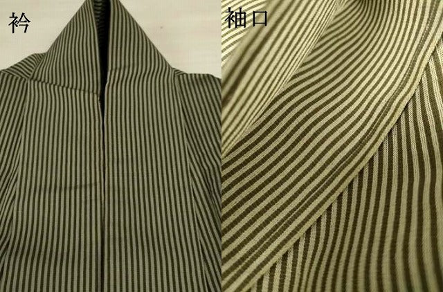 平和屋着物＊夏物 男性 紗紬 縞 正絹 逸品 AABI4712jd