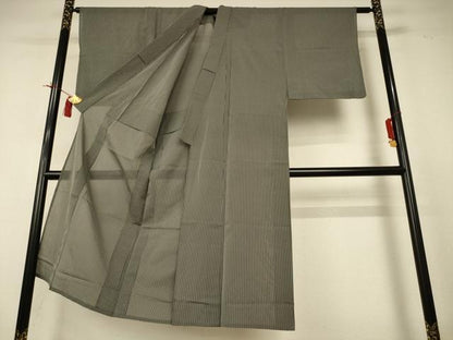平和屋着物＊夏物 男性 紗紬 縞 正絹 逸品 AABI4712jd