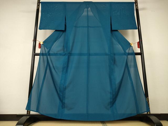 平和屋着物＊夏物 色無地 絽 高麗納戸色 洗える着物 AABI4713jd