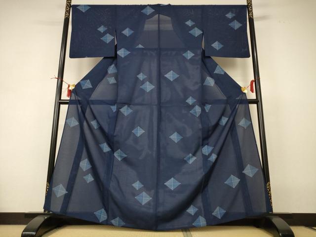平和屋着物＊夏物 小紋 絽 松菱文 高島屋扱い 洗える着物 AABI4714jd