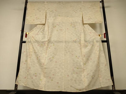 平和屋着物＊夏物 小紋 絽 舞花文 正絹 逸品 AABI4721jd