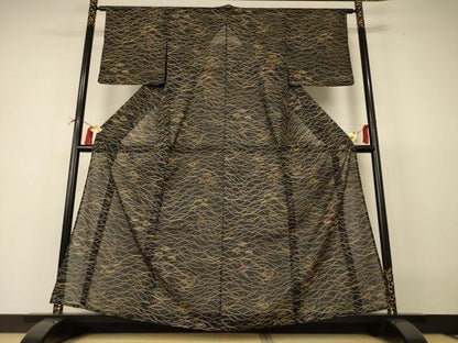 平和屋着物＊夏物 小紋 絽 芝花文 さんび謹製 洗える着物 AABI4726jd