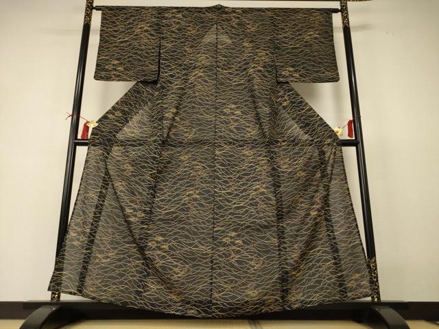 平和屋着物＊夏物 小紋 絽 芝花文 さんび謹製 洗える着物 AABI4726jd