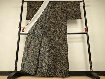 平和屋着物＊夏物 小紋 絽 芝花文 さんび謹製 洗える着物 AABI4726jd