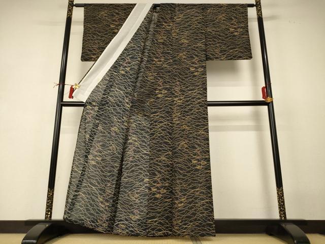 平和屋着物＊夏物 小紋 絽 芝花文 さんび謹製 洗える着物 AABI4726jd