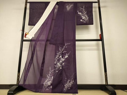 平和屋着物＊夏物 訪問着 絽 草花文 銀彩 洗える着物 AABI4727jd