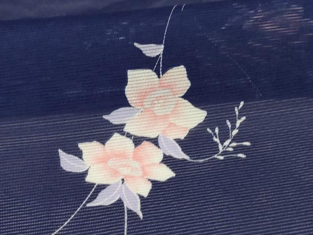 平和屋着物＊夏物 小紋 絽 草花文 洗える着物 AABI4731jd