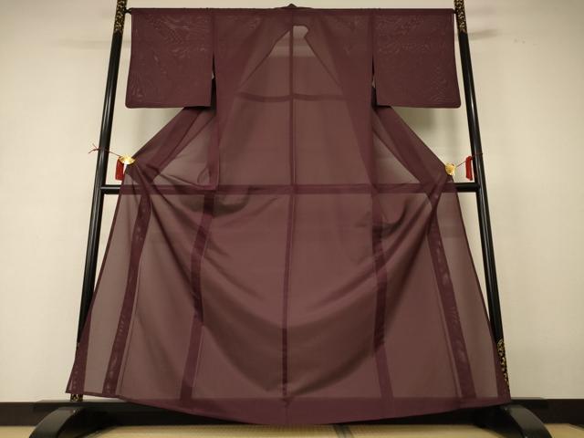 平和屋着物＊夏物 色無地 絽 黒鳶色 洗える着物 AABI4732jd