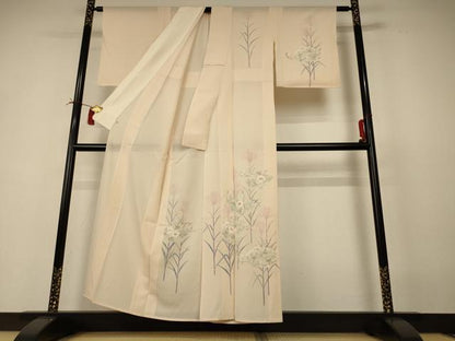 平和屋着物＊夏物 訪問着 絽 手描き 地紙草花文 西武百貨店扱い 正絹 逸品 AABI4734jd