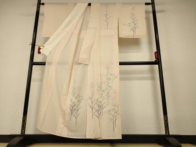 平和屋着物＊夏物 訪問着 絽 手描き 地紙草花文 西武百貨店扱い 正絹 逸品 AABI4734jd