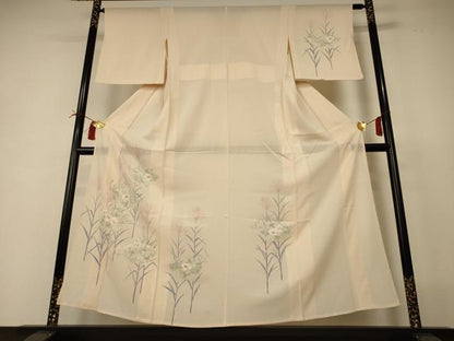平和屋着物＊夏物 訪問着 絽 手描き 地紙草花文 西武百貨店扱い 正絹 逸品 AABI4734jd