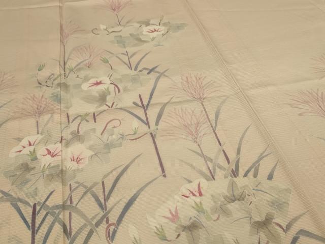平和屋着物＊夏物 訪問着 絽 手描き 地紙草花文 西武百貨店扱い 正絹 逸品 AABI4734jd