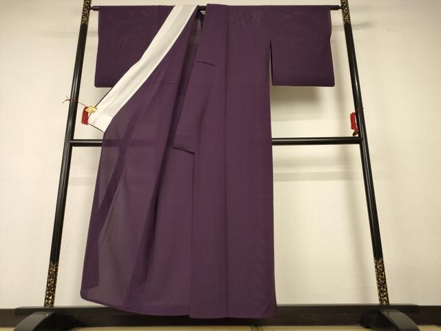 平和屋着物＊夏物 色無地 絽 草木染 似せ紫色 反端付き 正絹 逸品 AABI4735jd