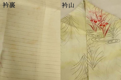 平和屋着物＊夏物 小紋 絽 流水草花文 洗える着物 AABI4736jd