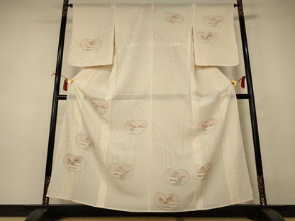 平和屋着物＊夏物 訪問着 絽 草花文 正絹 逸品 AABI4737jd