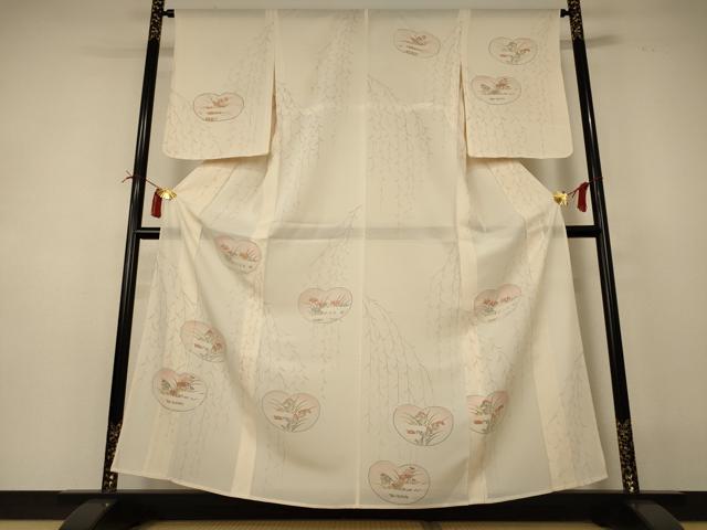 平和屋着物＊夏物 訪問着 絽 草花文 正絹 逸品 AABI4737jd