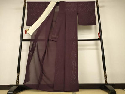 平和屋着物＊夏物 色無地 絽 黒鳶色 正絹 逸品 AABI4740jd