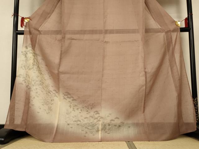 平和屋着物＊夏物 染織の名門 しょうざん 生紬 訪問着 紗 流水草花文 暈し染め 正絹 逸品 AABI4743jd