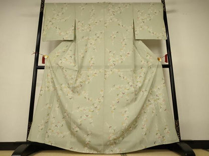 平和屋着物＊夏物 小紋 絽 萩文 金彩 正絹 逸品 AABI4745jd