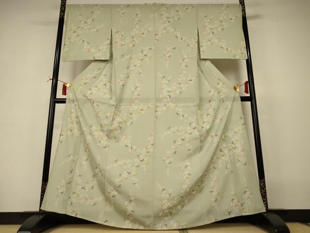 平和屋着物＊夏物 小紋 絽 萩文 金彩 正絹 逸品 AABI4745jd