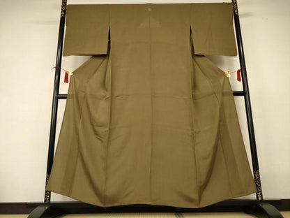 平和屋着物＊夏物 色無地 絽 国防色 正絹 逸品 AABI4747jd
