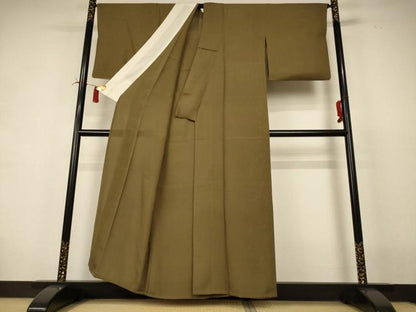 平和屋着物＊夏物 色無地 絽 国防色 正絹 逸品 AABI4747jd