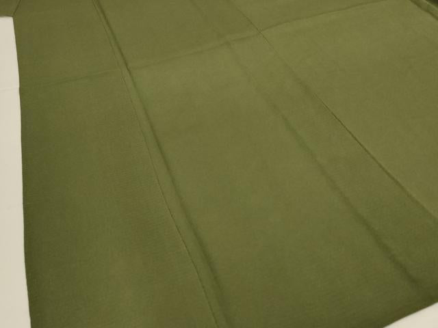平和屋着物＊夏物　本草木染作家　瑞寶　色無地　絽縮緬　海松色　正絹　逸品　未使用　AABI4753jd