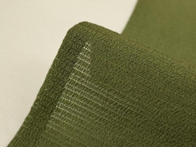 平和屋着物＊夏物　本草木染作家　瑞寶　色無地　絽縮緬　海松色　正絹　逸品　未使用　AABI4753jd