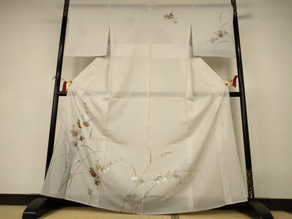 平和屋着物＊夏物　訪問着　絽　作家物　草花文　暈し染め　金銀彩　鈴乃屋扱い　正絹　逸品　AABI4754jd