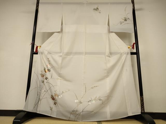 平和屋着物＊夏物　訪問着　絽　作家物　草花文　暈し染め　金銀彩　鈴乃屋扱い　正絹　逸品　AABI4754jd