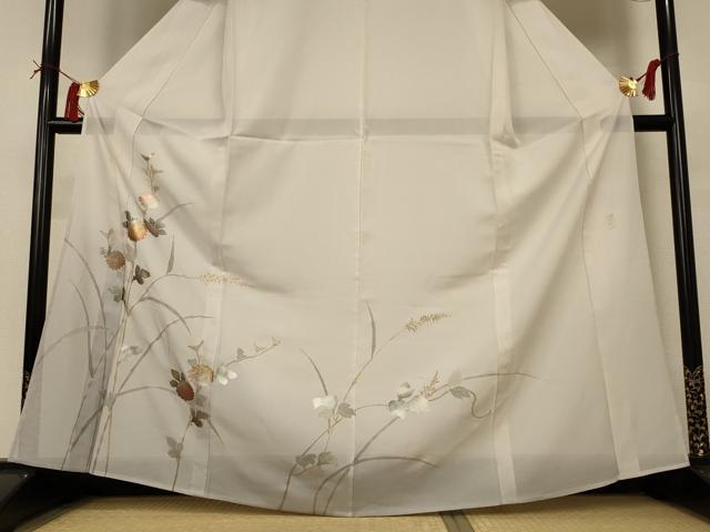 平和屋着物＊夏物　訪問着　絽　作家物　草花文　暈し染め　金銀彩　鈴乃屋扱い　正絹　逸品　AABI4754jd