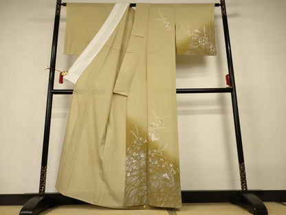 平和屋着物＊夏物　訪問着　絽　手描き　花蝶文　暈し染め　銀彩　正絹　逸品　AABI4755jd